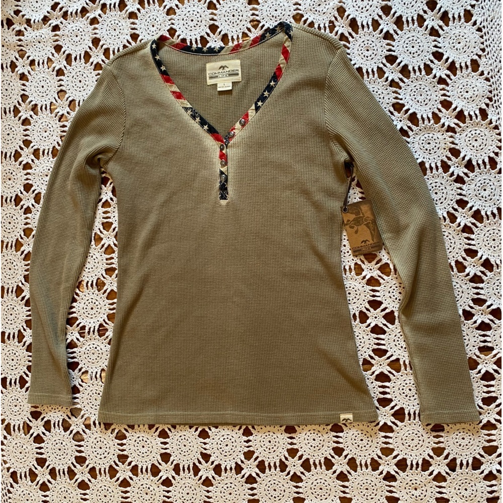 Duck and Buck Commander life Long Sleeve Henley size L oatmeal heather